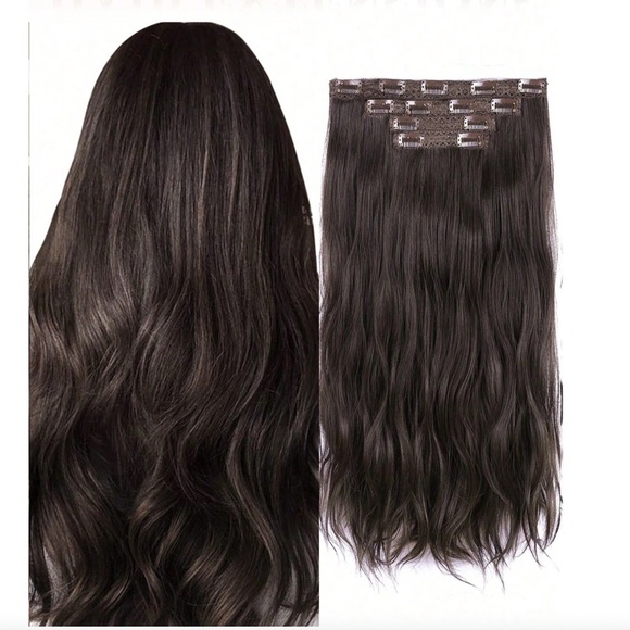 Dark Brown Hair Extensions with Clips - Picture 1 of 8